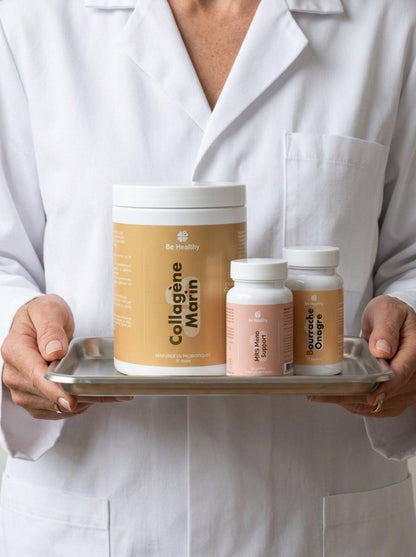 Medecin tenant un plateau avec le protocole ménopause Be Healthy